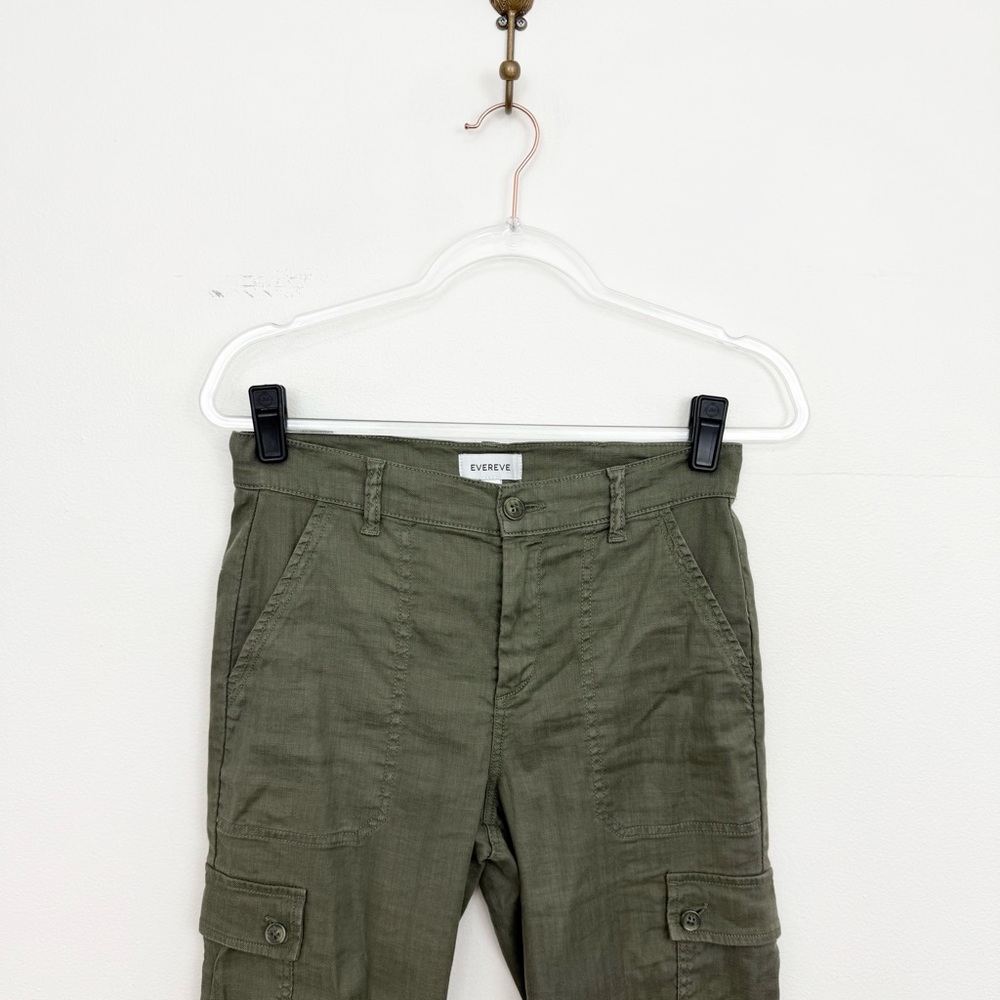 Evereve Tessa Utility Cargo Jogger Pants Linen Blend Olive Green 27 - Picture 5 of 6